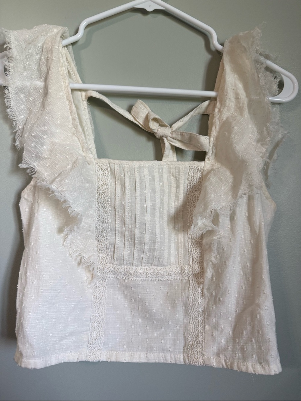 True Craft Ivory Swiss Dot Tie-Back Cami